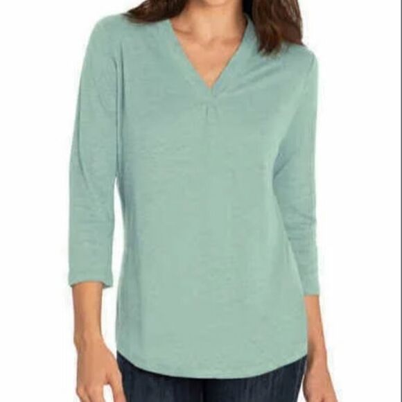 Orvis Ladies' Linen Blend Relaxed Fit 3/4 Sleeve Top Small - Picture 1 of 7